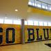 A Go Blue mural plasters the walls in the basketball court area at  the Player Development Center during a tour on Tuesday. Melanie Maxwell I AnnArbor.com